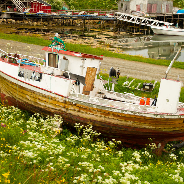 Boat stored on land in Gjesvær.