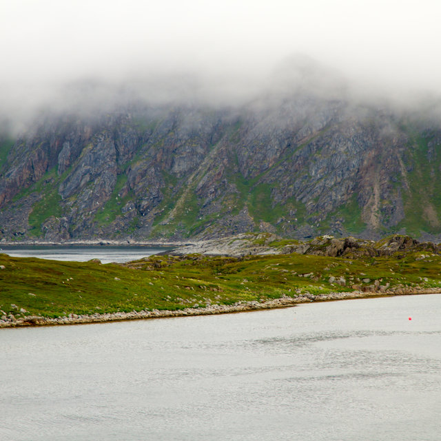 View over the Lille Nordøya island outside the harbour of Gjesvær.