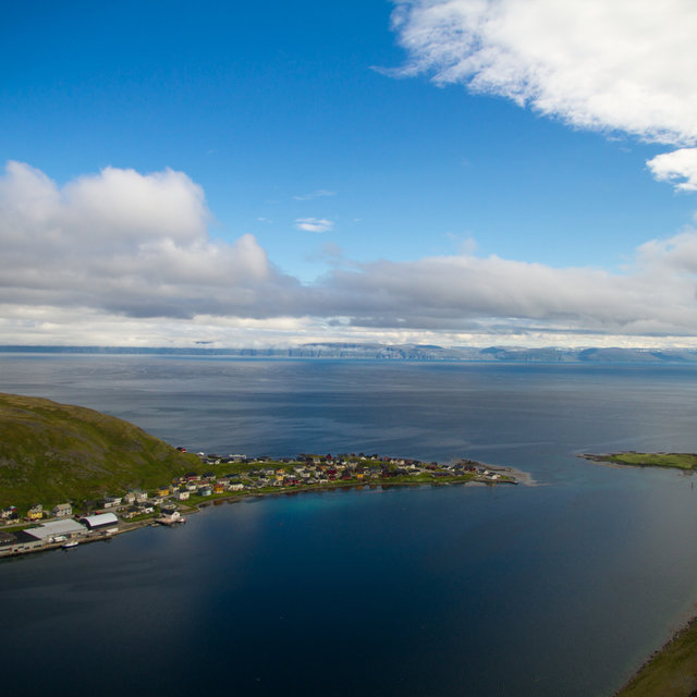 View from lake Prestvatnet over Botn fjord towards Porsangerfjorden.