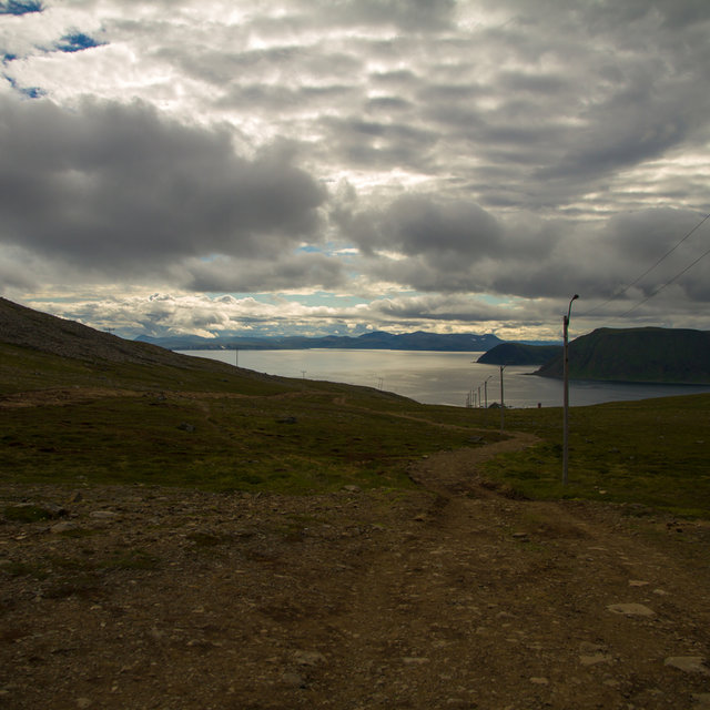 View from lake Prestvatnet towards Porsangerfjorden.