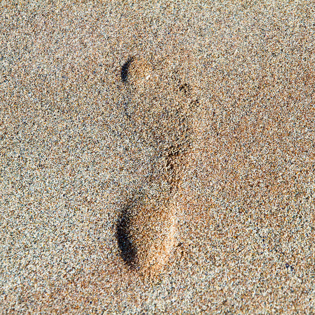 Footprint on the Achnahaird Bay beach.