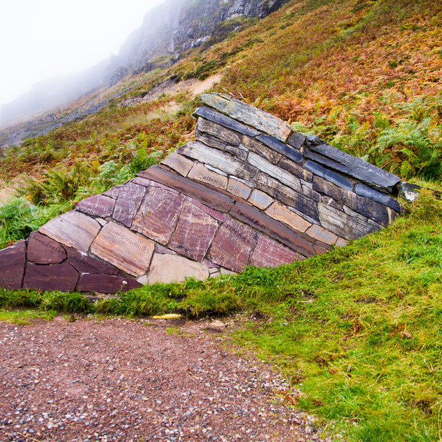 Explenatory stone display at Knockan Crag.