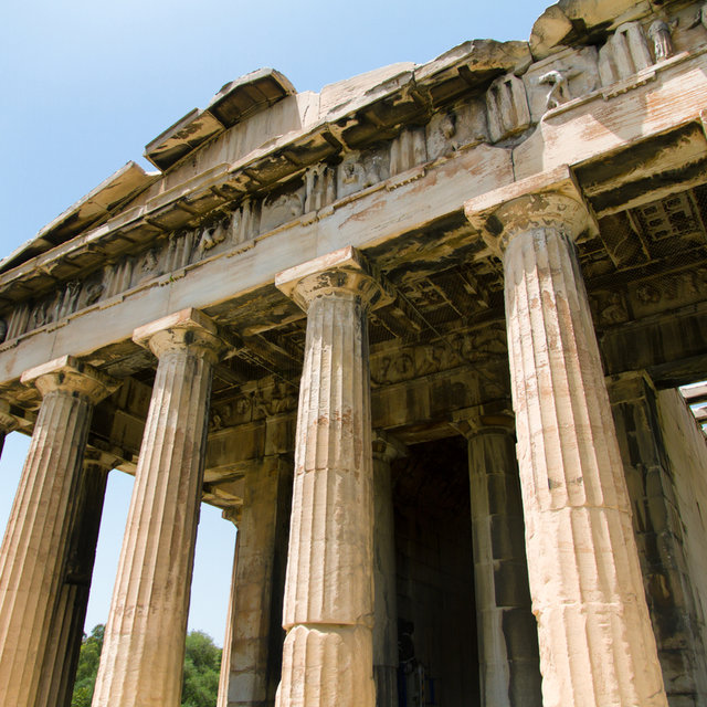The Temple of Hephaestus north of the Ancient Agora of Athens.