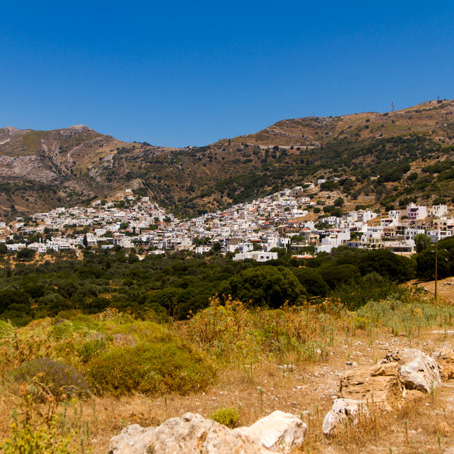 View towards the village of Filoti on the island of Naxos.