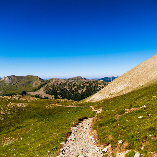 View along the hiking track to Mont Pelat.