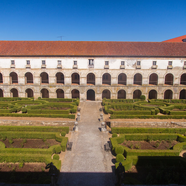 View over a courtyard of the Alcobaça Monastery.