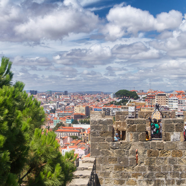 View from the São Jorge Castle over the roofs of Lisbon.