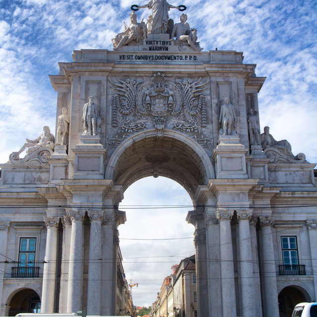 The Rua Augusta Arch in Lisbon seen from the Praça do Comércio.