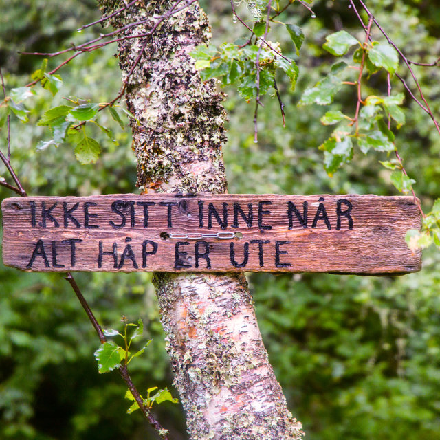 Sign near lake Skomakerdiket reading 