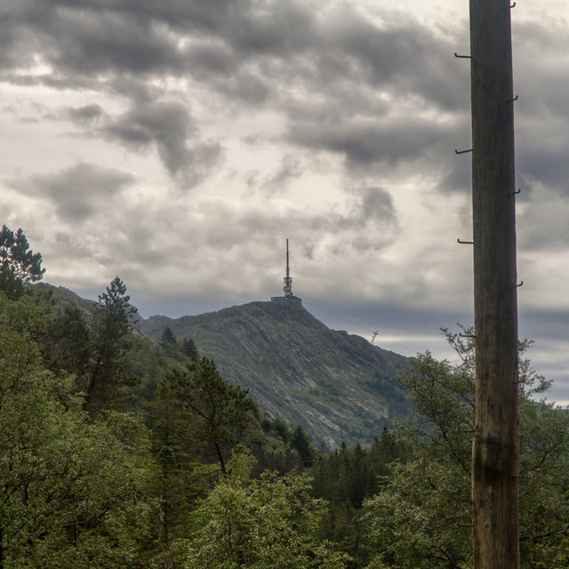 View from Mt. Fløyen towards Mt. Ulriken.